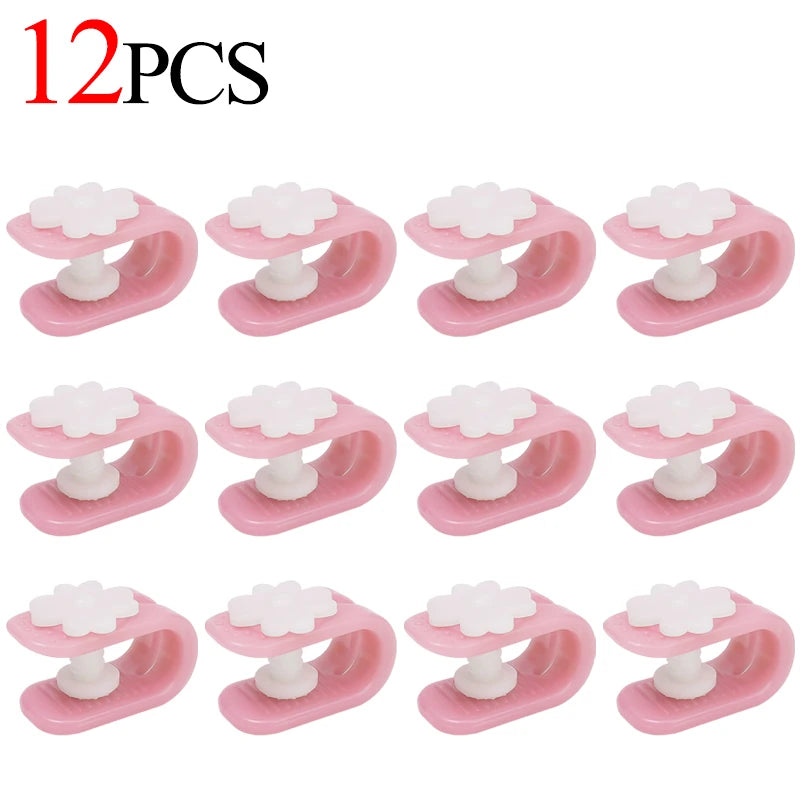 clips fixation violet rose bleu fleurs blanches moderne pratique 12pcs