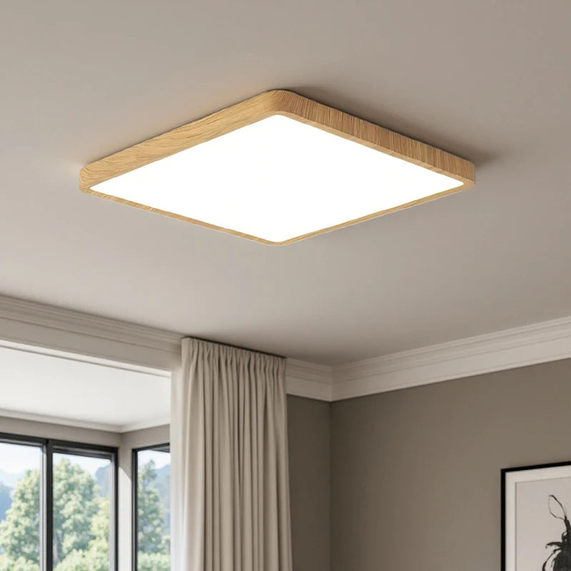 plafonnier led bois naturel blanc moderne 30x30cm opacité vis fixation