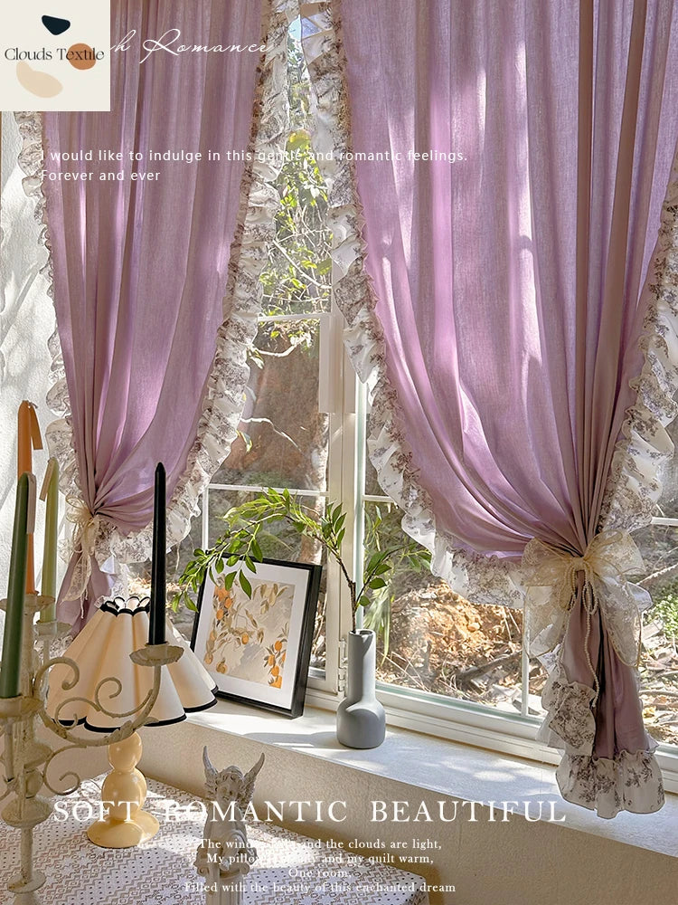 rideau violet dentelle blanche romantique translucide maison bureauCallableWrapper