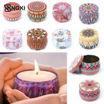 boîtes rondes métal multicolores motifs floraux géométriques boho chic décoration maison