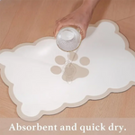 tapis anti dérapant imperméable adhésif blanc beige imprimé pattes chien moderne deux bols