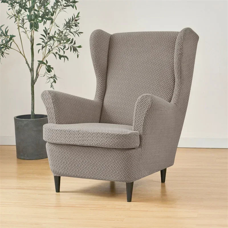 housses fauteuil classique rayures diagonales couleur beige clair polyester anti rayures anti piqûres couvrant
