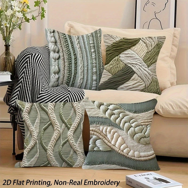 coussins tissés motifs noeuds verts blancs modernes non toxiques respectueux environnement 40x40cm 45x45cm 50x50cm