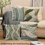 coussins tissés motifs noeuds verts blancs modernes non toxiques respectueux environnement 40x40cm 45x45cm 50x50cm
