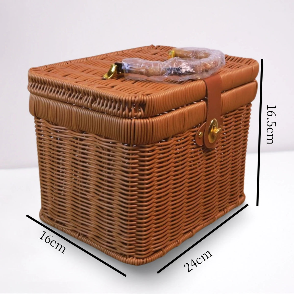 paniers rangement tressés rose vert marron poignées métalliques couvercle verrouillable vintage multifonctionnels