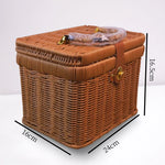 paniers rangement tressés rose vert marron poignées métalliques couvercle verrouillable vintage multifonctionnels