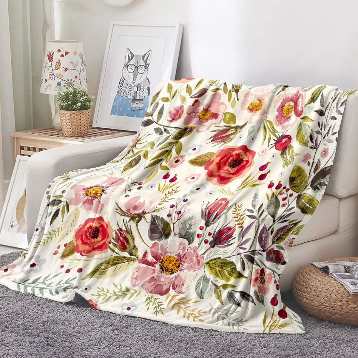 couverture polaire motif floral multicolore moderne portable pique nique voyage militaire avion