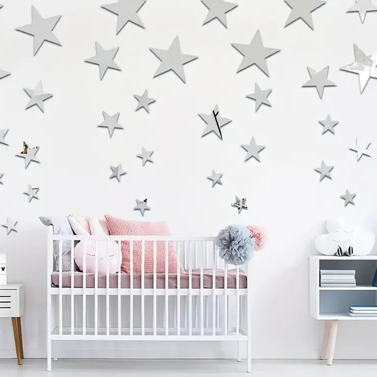 décoration murale stickers étoiles argent doré noir bleu blanc adhésif moderne chambre salon 20pcs