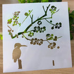 Stencil blanc motifs floraux palmiers oiseaux raisins feuilles bricolage scrapbooking decoration