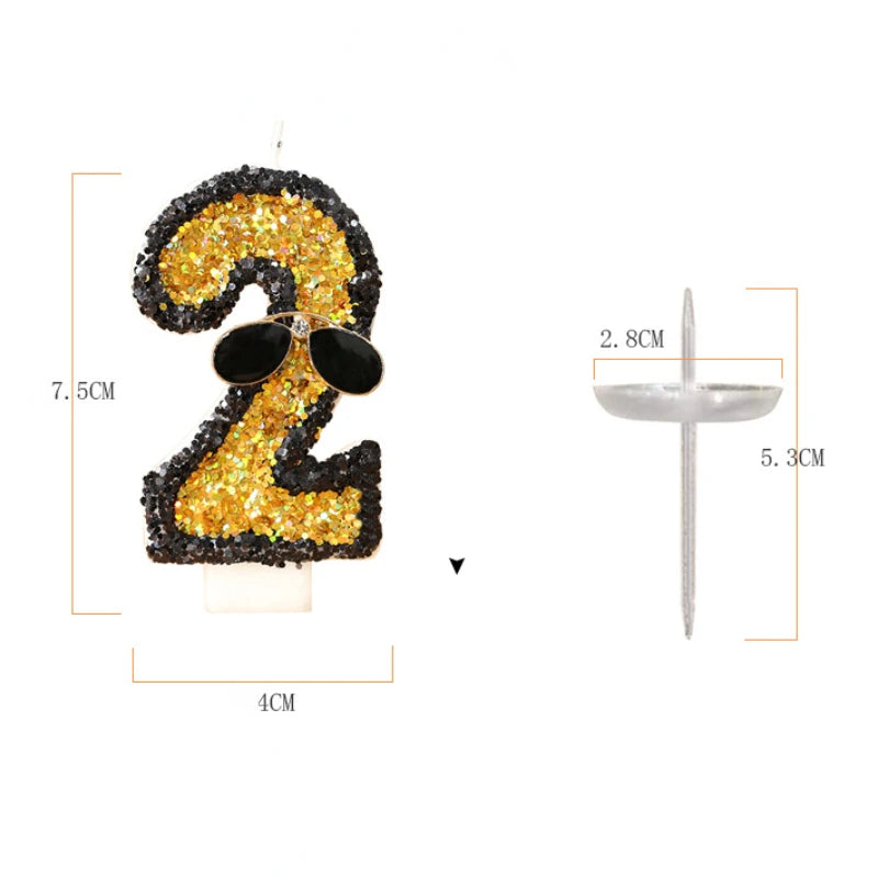 bougies forme chiffres paillettes dorées or noir festives anniversaires tringles