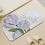 tapis bain caoutchouc antidérapant fleurs tulipe moderne rose violet life rapide absorbant