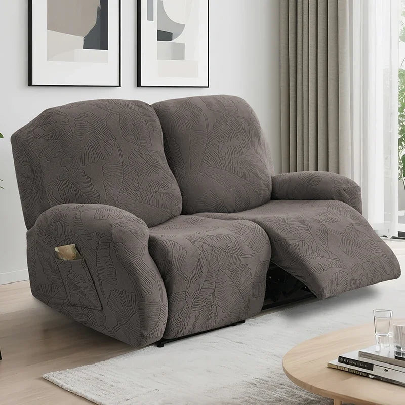 Housse canapé inclinable places vert olive imprimé feuilles moderne adhésif Jacquard polyestère