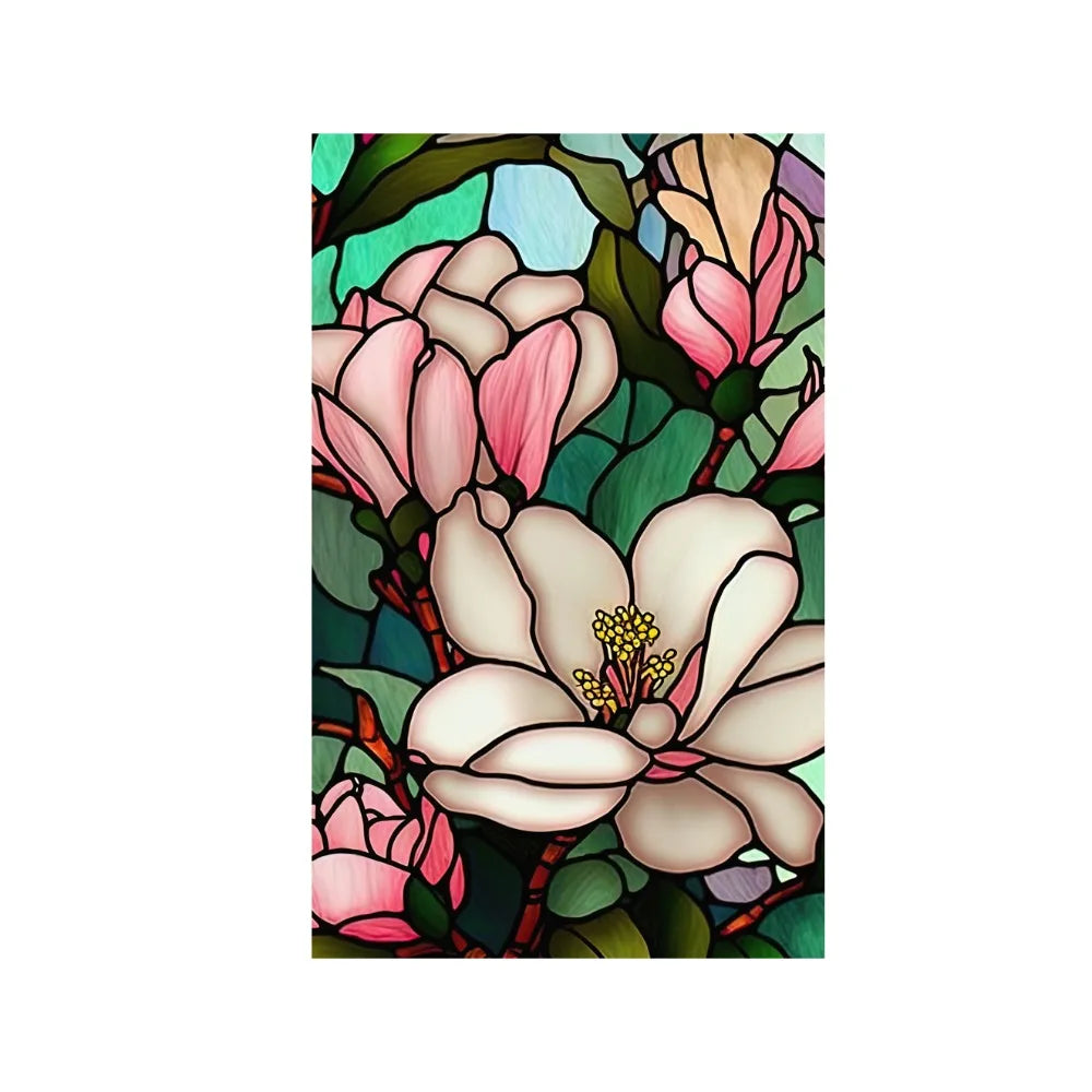 décoration fenêtre fleurs oiseaux art deco adhésive multicolore résistante usure pvc transparente