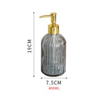 distributeur savon liquide bleu clair rayures verticales moderne élégant support mural gris foncé motif