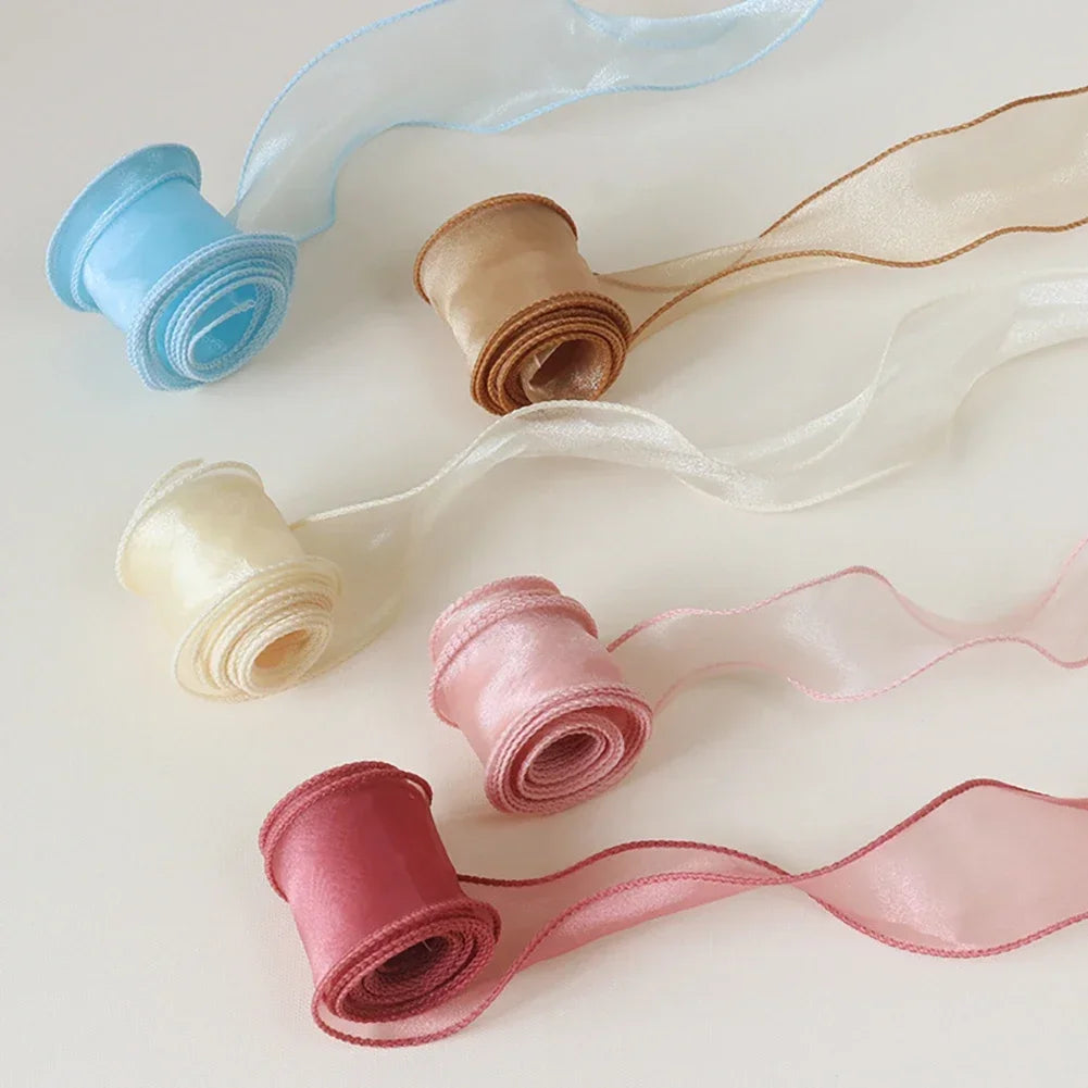 rubans dentelés organza polyester coloris unis 10m élégants mariage décoration bricolage bouquet