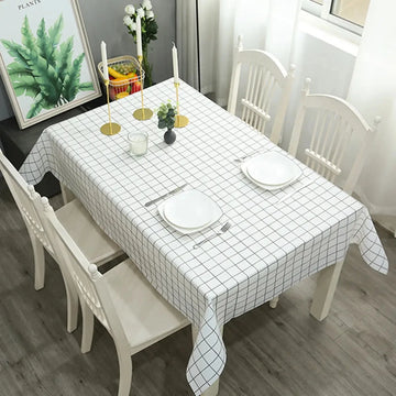 nappe table carreaux noirs moderne pvc blanc gris résistante huile imperméable minimaliste