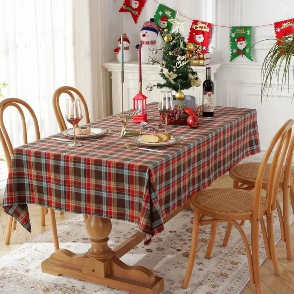 nappe table noël carreaux écossais imperméable réutilisable polyester facile entretenir rouge verte bleue
