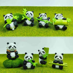 ornements paysagers pandas compagnons figurines cartoon mignon panier bambou pvc opaques