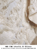 écharpe bouclée franges blanc cassé tissu coton polyester boho chic automne hiver résistant