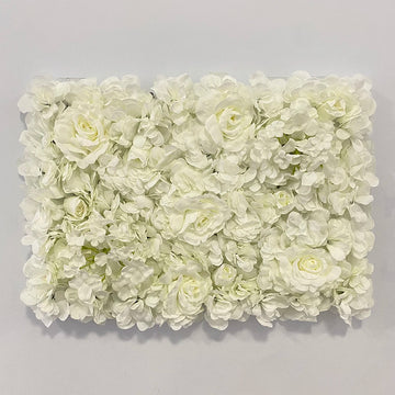 panneau mural fleurs artificielles roses blanches beige décoration mariage fête grille métallique élégante moderne
