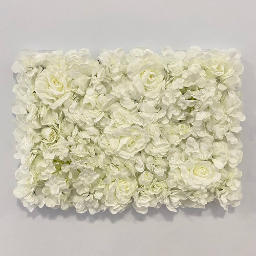 panneau mural fleurs artificielles roses blanches beige décoration mariage fête grille métallique élégante moderne