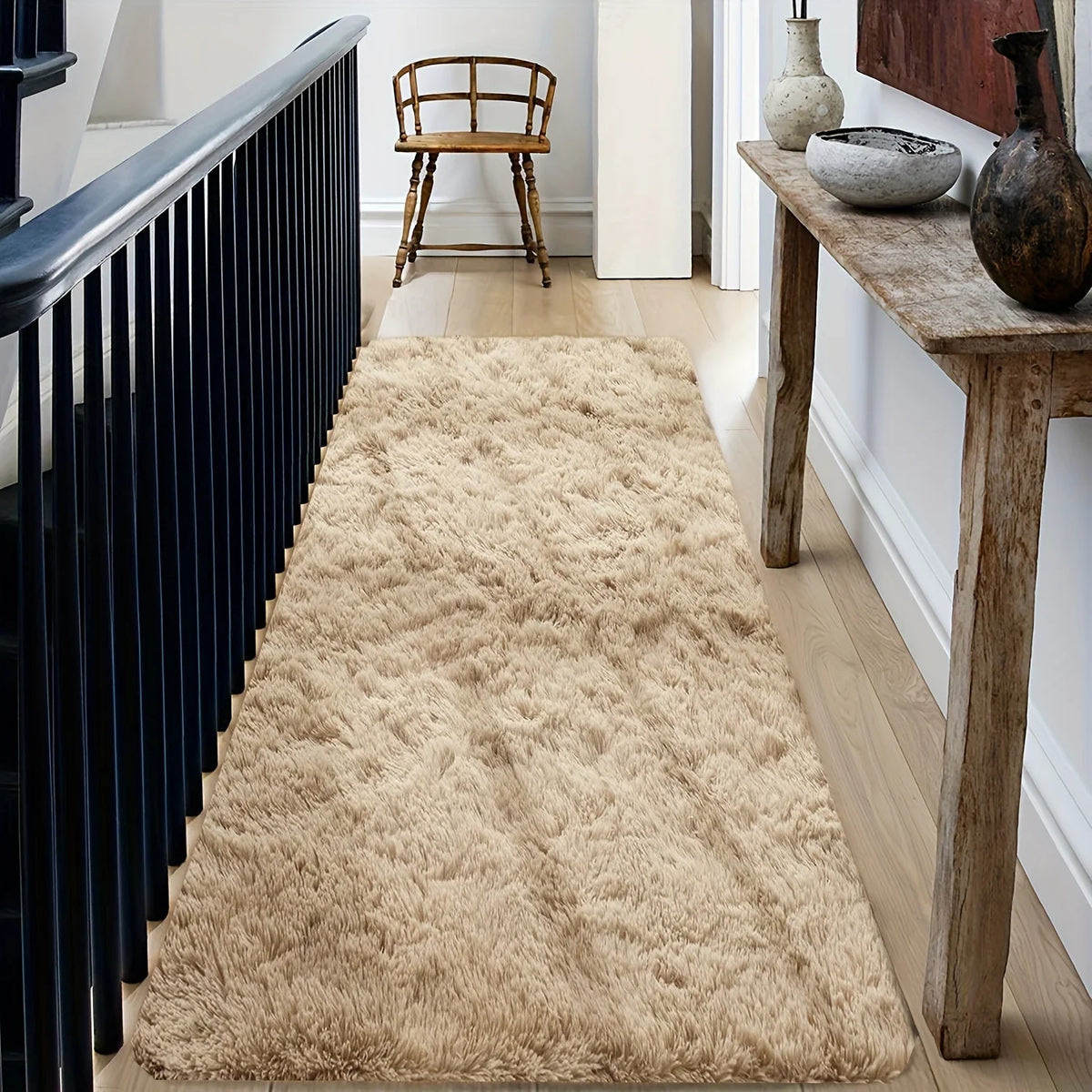 tapis doux uni polyester antidérapant résistant décoloration confortable gris blanc vert bleu moderne