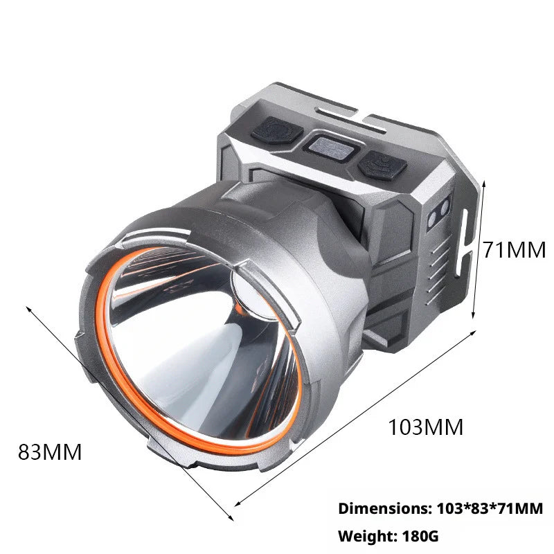 lampe torche gris moderne ipx4 waterproof led batterie lithium modes lumiere charge usb robuste