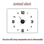 horloge murale moderne numéros blancs fond noir 40cm decoration salon silencieuse autocollant mural