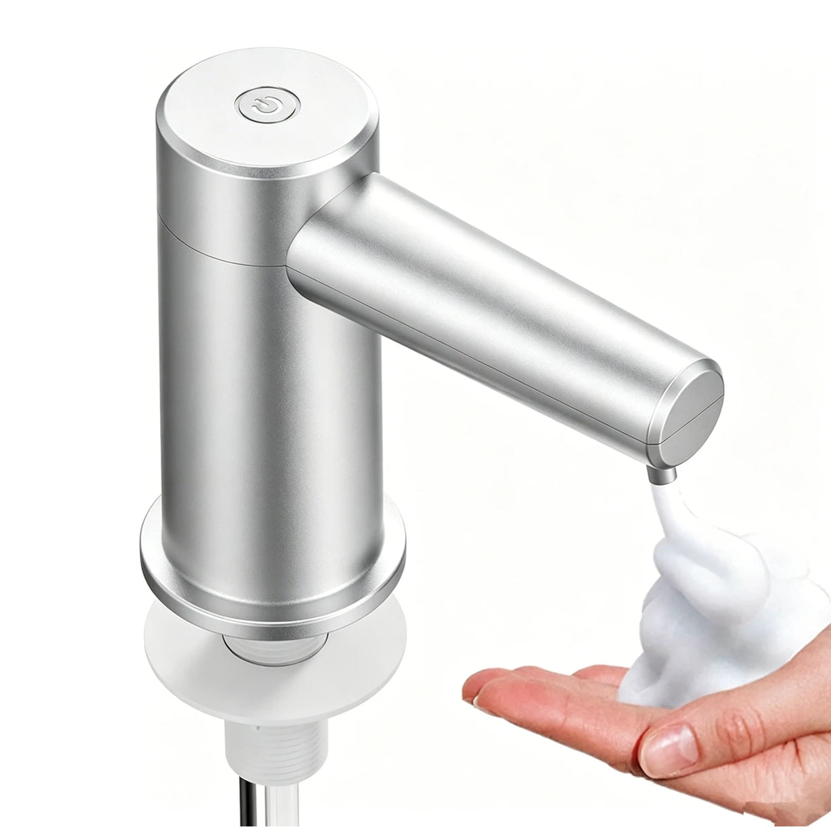 distributeur savon liquide automatique argenté moderne fixation recharge USB mousse liquide sensoriel infringement intelligente