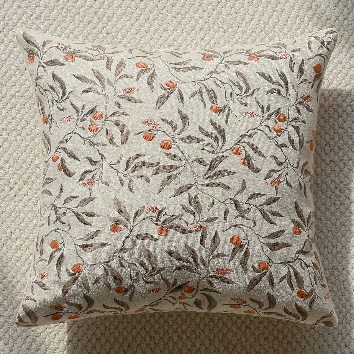 housse coussin polyester imprimé floral vintage romantique beige marron orange pointillé øllets square rectangle