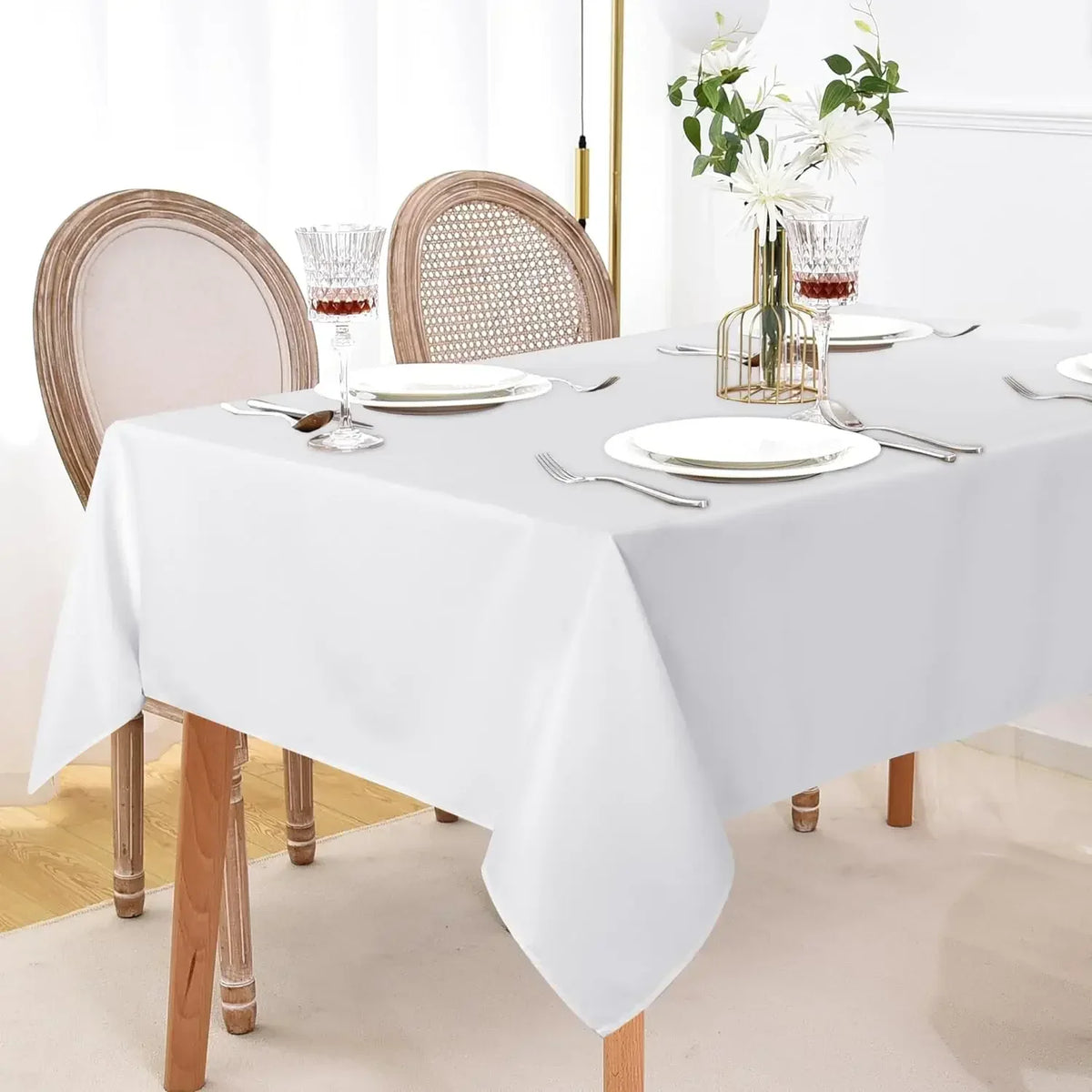 nappe blanche polyester imperméable table moderne fête noël pâques mariage