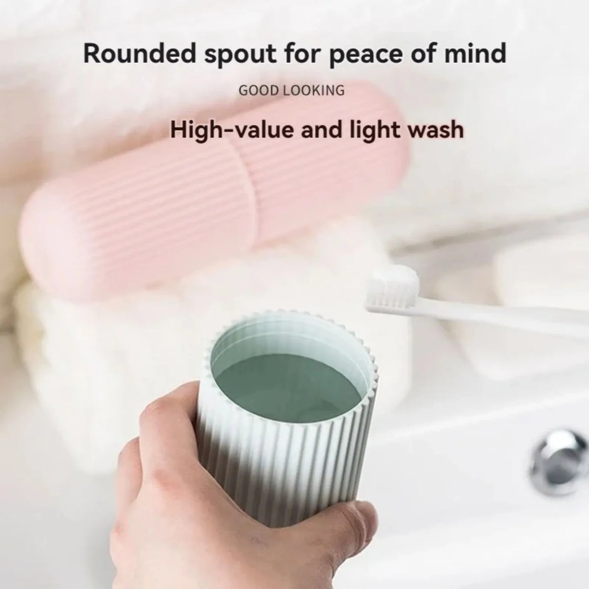 tasse dents réutilisable moderne rayées gris rose vert pastel respectueux environnement