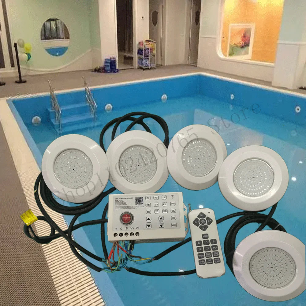 lumière sous marine piscine led rgb blanc moderne adhésif contrôleur bluetooth adaptateurs fixations