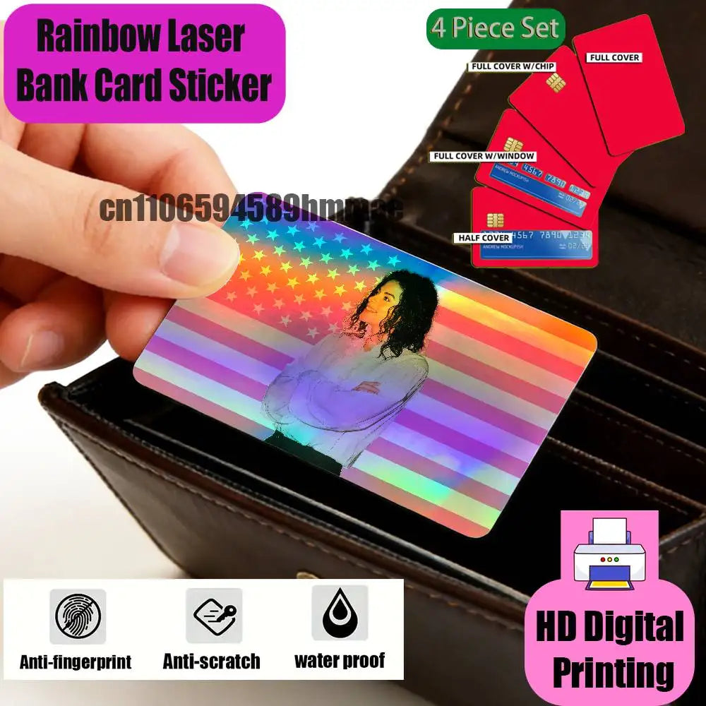 film protection carte bancaire multicolore moderne holographique adhésif