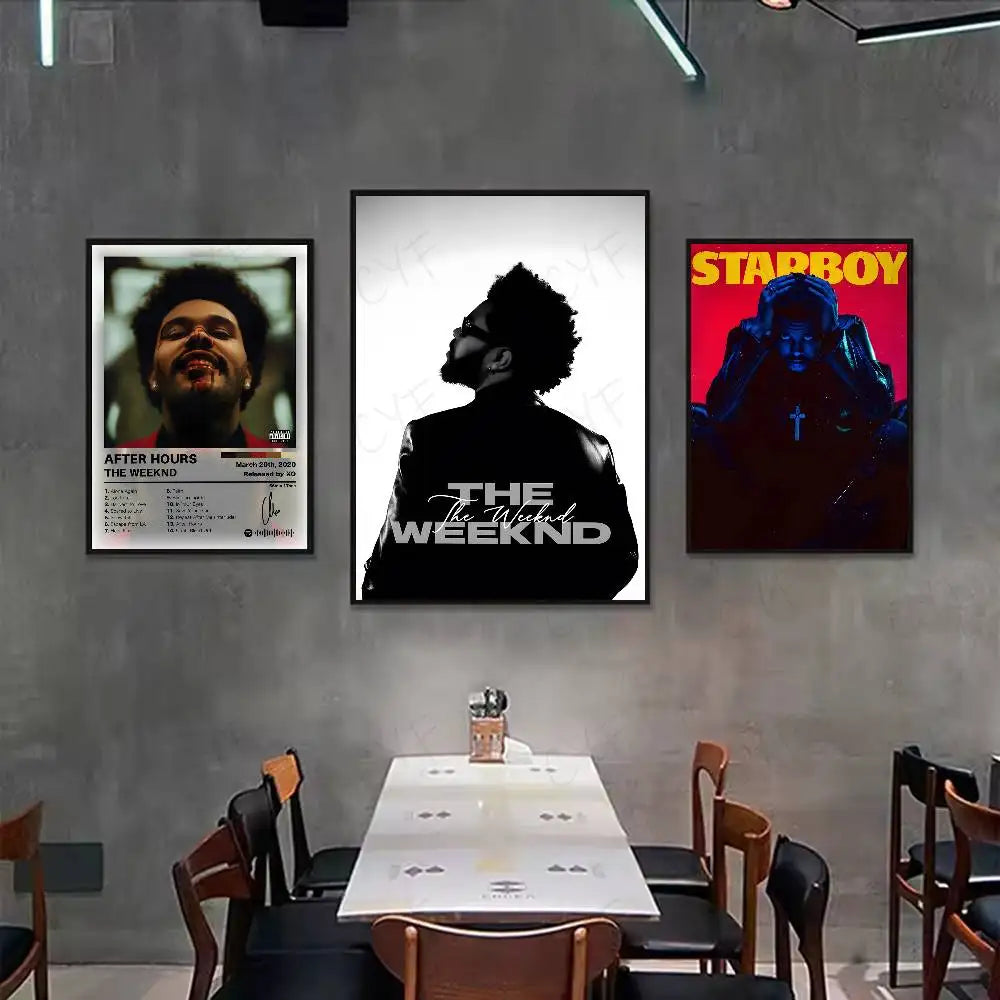 affiche the weeknd moderne pvc noire blanche cadre salon chambre decoration artistique
