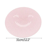 tapis bain circulaire texturé motifs floraux bleu rose moderne adhésif salle bain douceur antidérapant