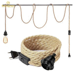 câble électrique tissé vintage 2m 3m e27 on off eu plug noir rustique