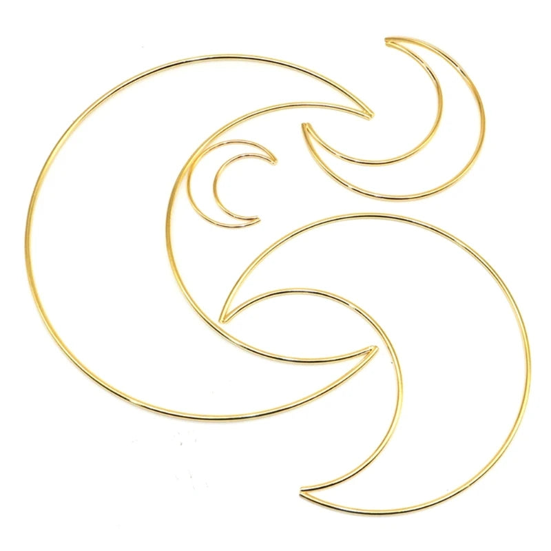 attrape rêves boho spirale lune étoiles plumes or rose multicolore métal