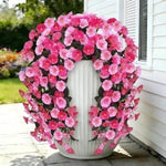 guirlande fleurs artificielles violettes roses jaunes oranges rouges feuilles vertes modernes decoration intérieure mariage