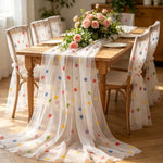nappe tulle pois colorés transparente table festive mariage anniversaire fete thème carnavalesque