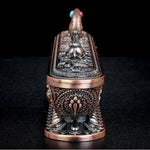 boîte encens métal bronze ornements floraux salon décoration artisanale intérieure doré motifs animaux traditionnels