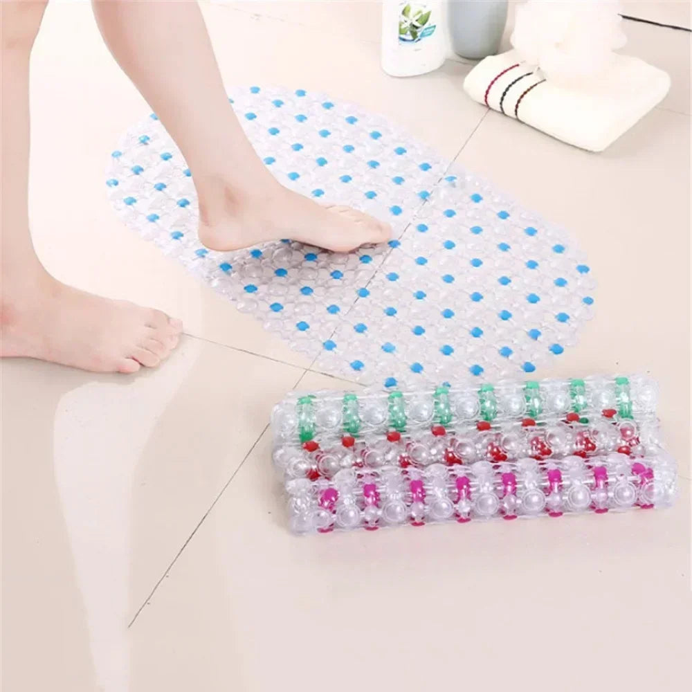 tapis bain anti dérapant ventouse transparent moderne nid d'abeille bleu rouge vert