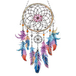 attrape rêves boho plumes fleurs violet bleu rose or pendaison décoration intérieure artisanal