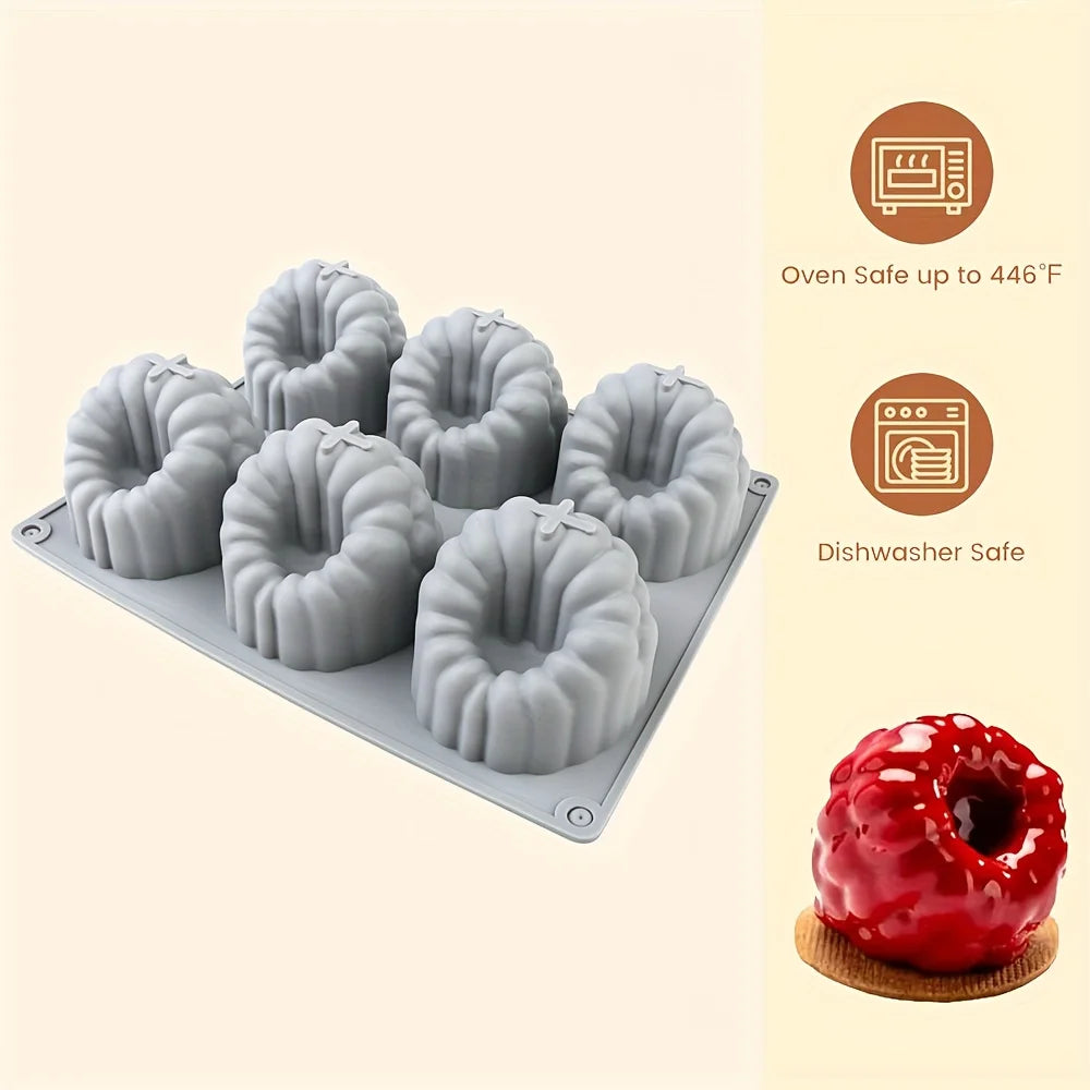 moule silicone framboise gateau mousse chocolat pudding decoratif original six cavites
