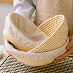 panier pain tissu lin couverture réutilisable beige clair taille ellipse round cuisson pâtisserie doublure