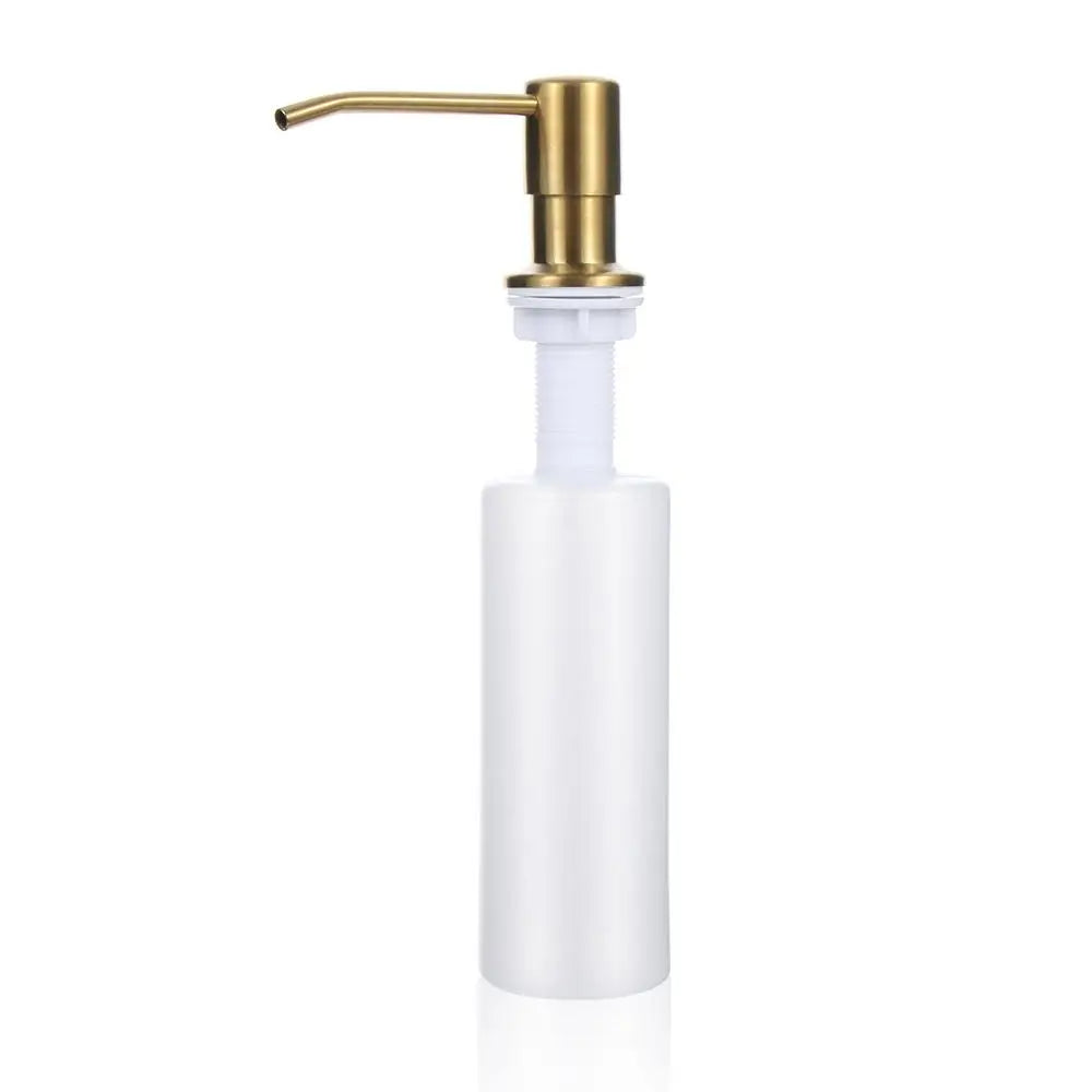 distributeur savon liquide moderne blanc doré mat salle bain main mousse plastique fixe tuyau