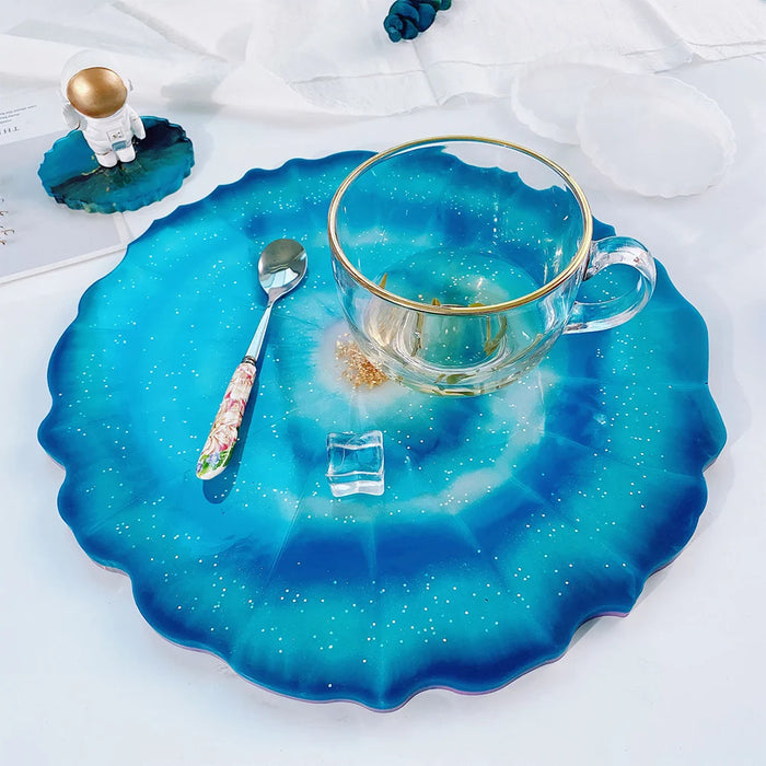 Moule en silicone rond pour plateau DIY sous-verre plâtre irrégulier