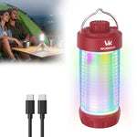 lanterne led portable rechargeable bleu rouge vert blanc transparent moderne compact camping aimant corde