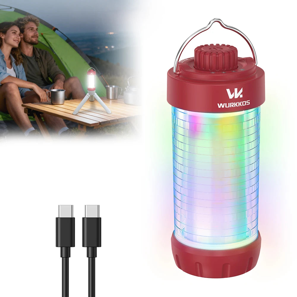 lanterne led portable rechargeable bleu rouge vert blanc transparent moderne compact camping aimant corde