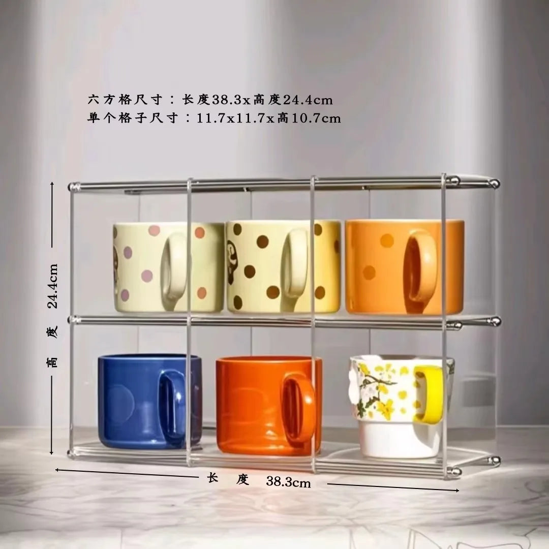présentoir rangement tasses transparent moderne cuisine support minimaliste pieds accessoires pot gâteau